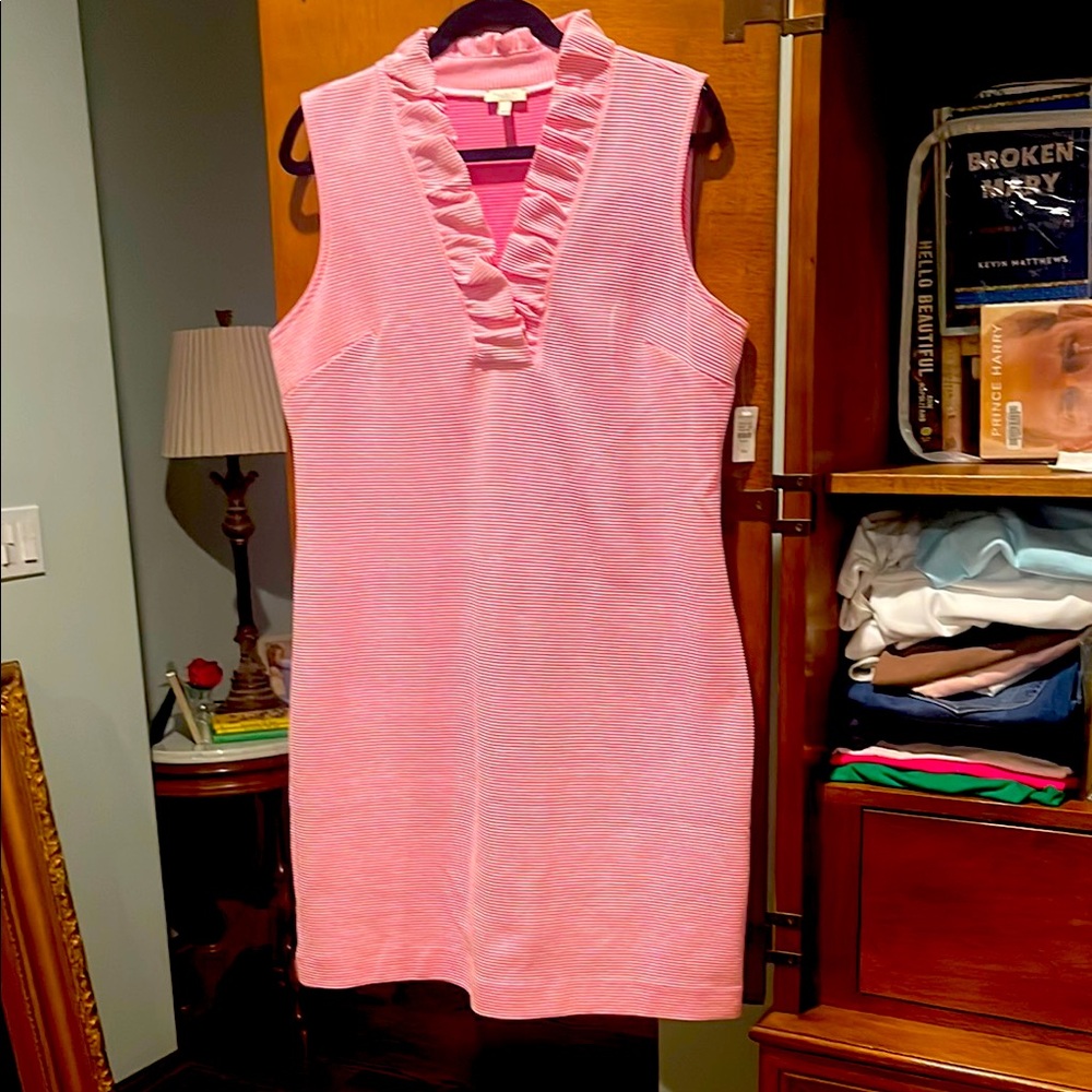 Talbots Pink Sleeveless Ruffle Dress SZ 14P